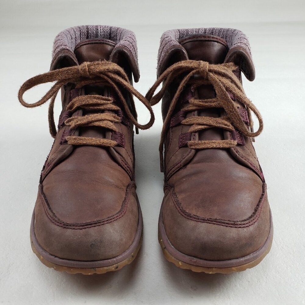 Chaco Barbary Waterproof Ankle Boot Womens 6.5 Brown Leather Lined Lace Up - Picture 4 of 13